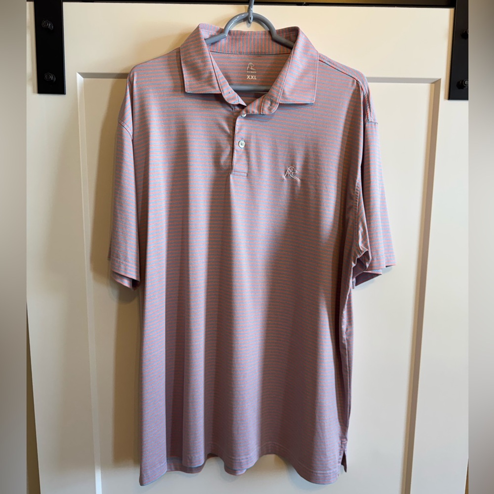 Rhoback Striped Polo - XXL - Orange/Blue